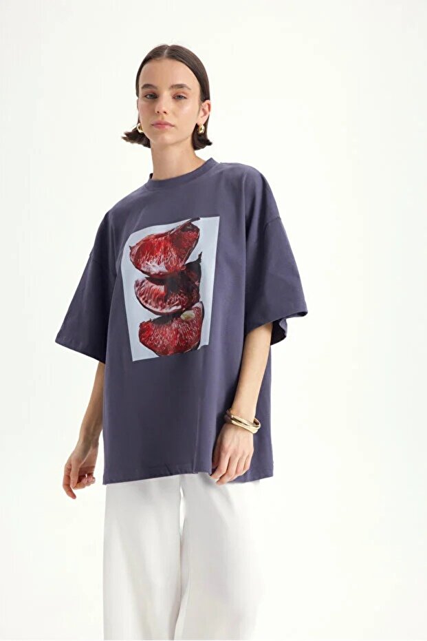 Women's Oversize T-Shirt Printed 100% Cotton Stylish Casual