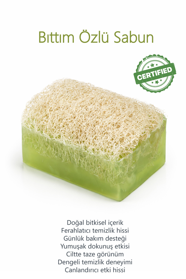 Bıttım Natural Pumpkin Fiber Cleansing Soap for Face and Body 150 Gr
