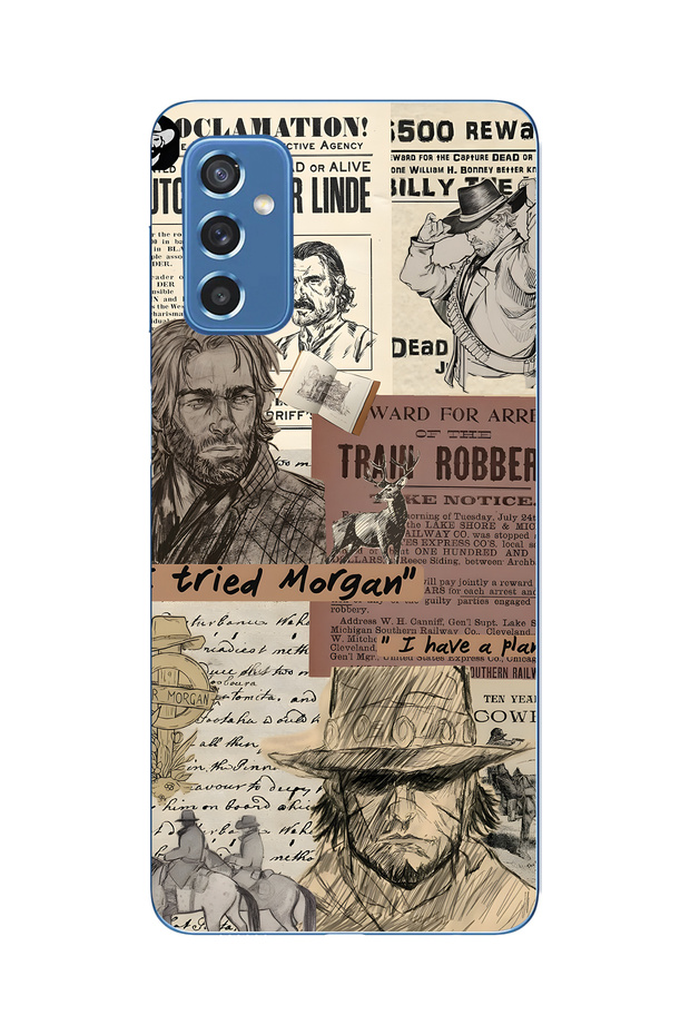 Samsung Galaxy M52 Compatible Western Patterned Transparent Phone Case