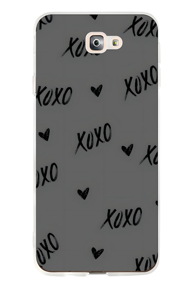 Samsung Galaxy J7 Prime Compatible Xoxo Patterned Transparent Phone Case