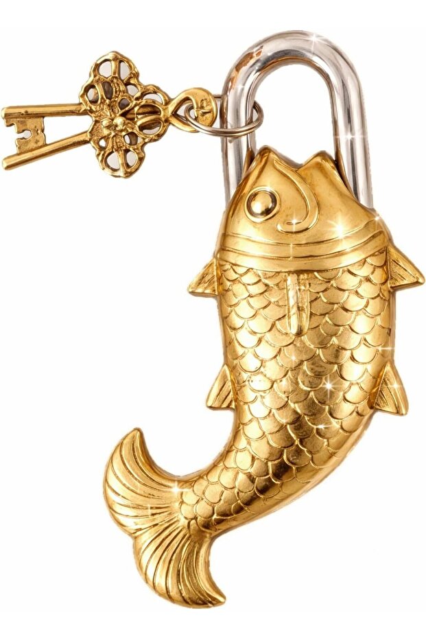 Antique Brass Fish Padlock