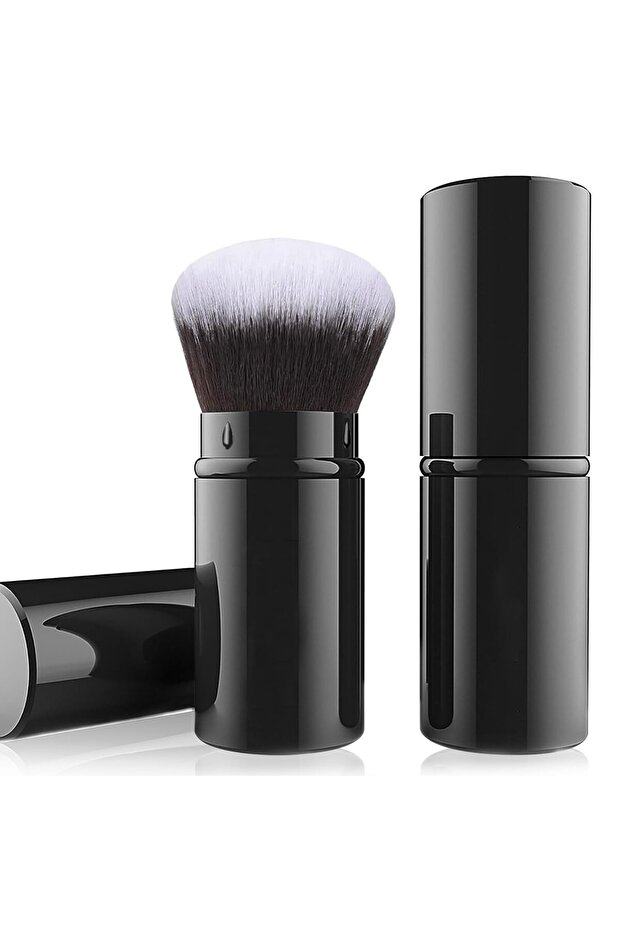Travel Kabuki Brush with Cover – Retractable Face Brush for Blush & Highlighter and Powder Cosmetics