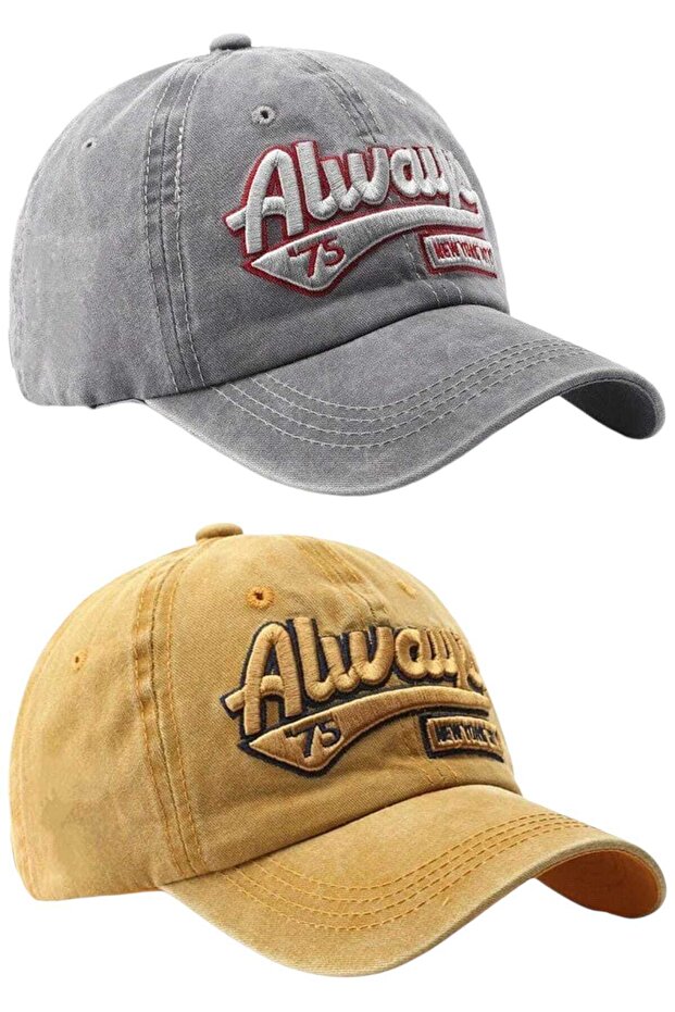 Unisex Vintage Always 75 Embroidered Adjustable Baseball Cap Hat Set of 2