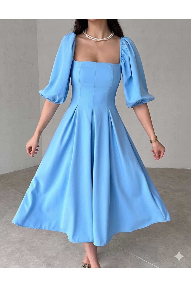 Prenses Kol Uzun Boy Baby Blue