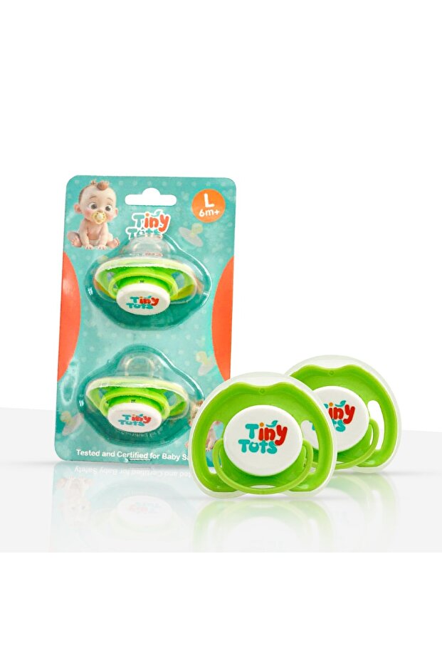 Tiny Tots Baby Pacifiers – Green, Large (6+ Months / Pack of 2)