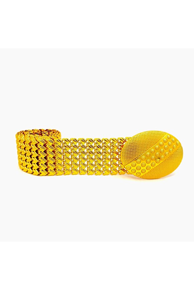 Grape Model – Gold Plated Women's Belt (Eyelet Pyramid Buckle) - 6 Rows