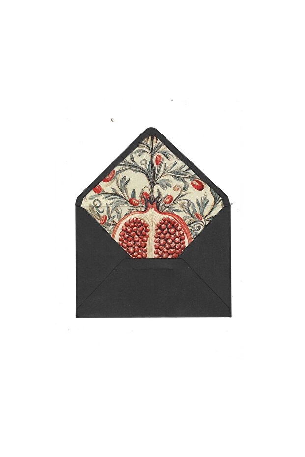 Pomegranate Patterned Black Envelope - 1
