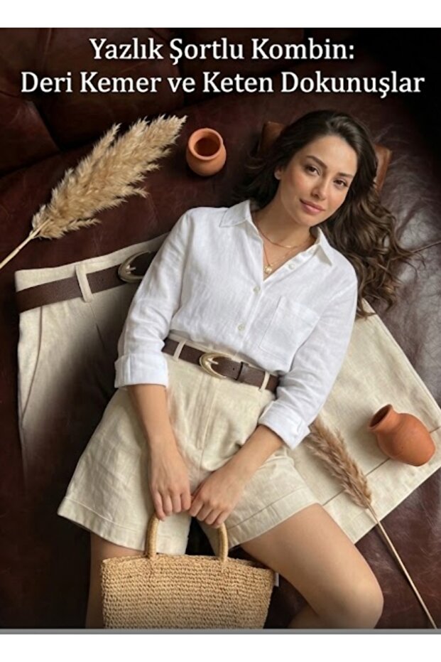 Brown Leather Belt with Gold Buckle