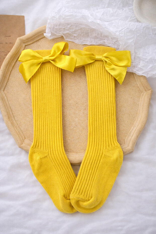 Mustard Bow Socks