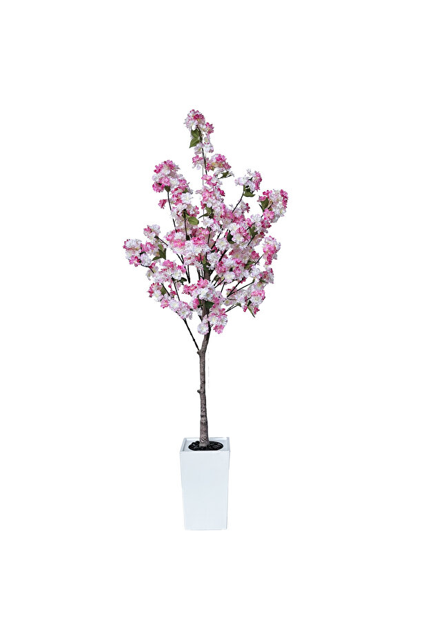 180cm Artificial Cherry Blossom Tree with White Planter, Faux Pink Sakura Flowers for Home Decor