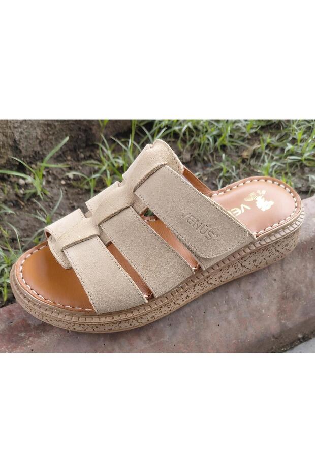 26322517 Women's Genuine Suede Leather Anatomical Ulta Comfort Sole Velcro Daily Premium Slippers