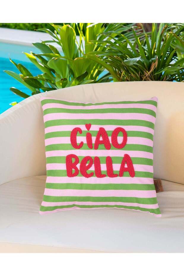 وسادة محشوة مخططة ومطرزة - CIAO BELLA