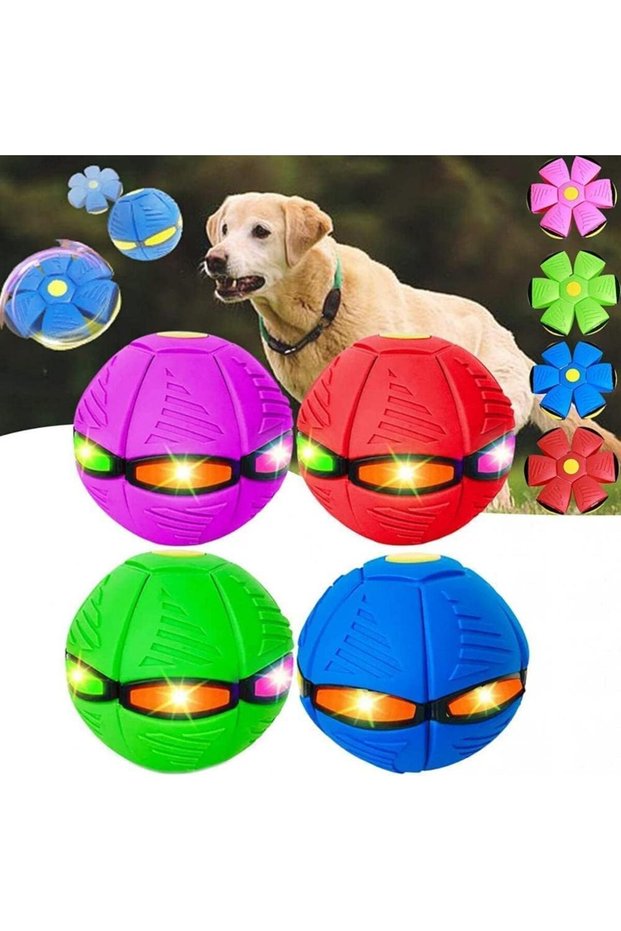 Flying Saucer Ball Dog and Kids Toy,4 Pieces,Portable Glowing Magic UFO Ball for Outdoor Sports