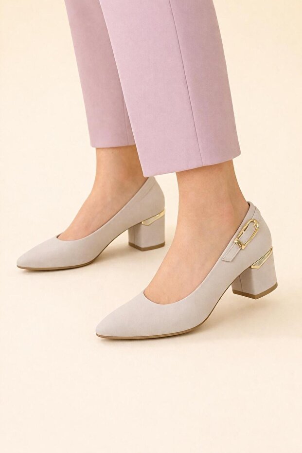 6684 Thick Heel Satin Women's Shoes
