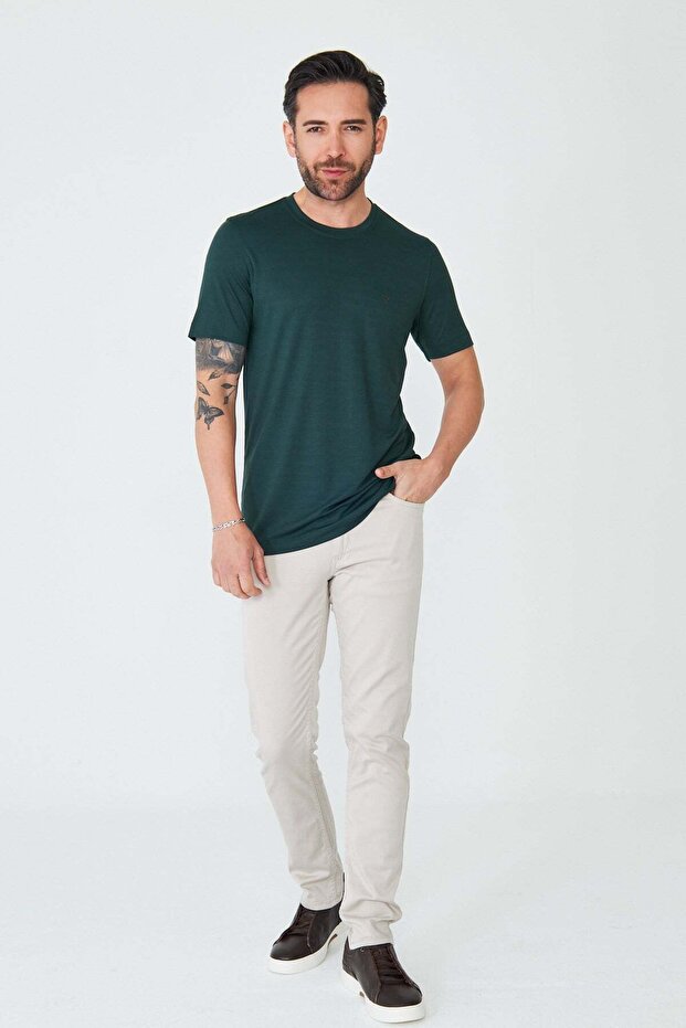 Beige Tencel Fabric Summer Men's Chino Trousers