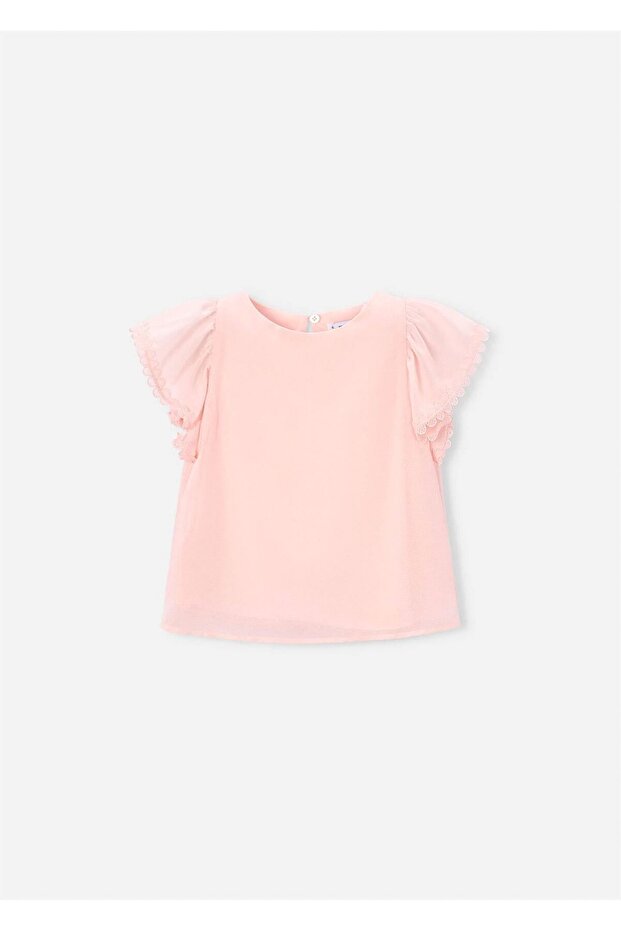 Girl's Chiffon Short Sleeve Blouse Powder 3195