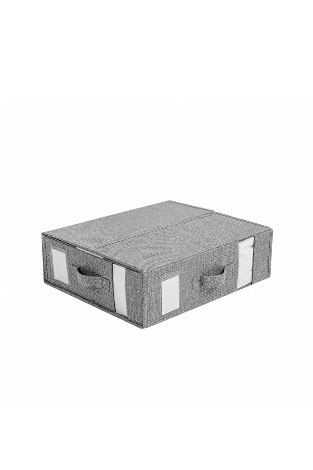 1-Pack Foldable Storage Bags,Closet Organizers with Reinforced Handles,Visual Windows,Gray