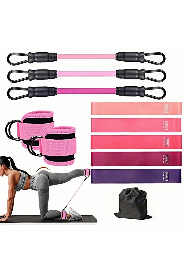 Women's Ankle Resistance Band Set,Natural Rubber Leg Hip Glute Workout Bands