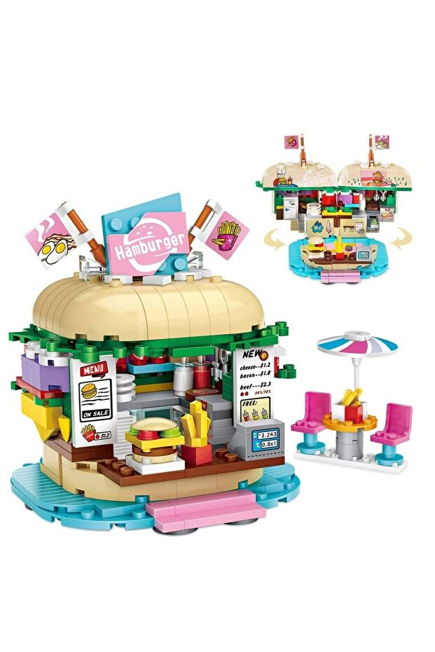 443-Piece Kids Hamburger Store Building Blocks,Educational Construction Toy for Ages 6-12