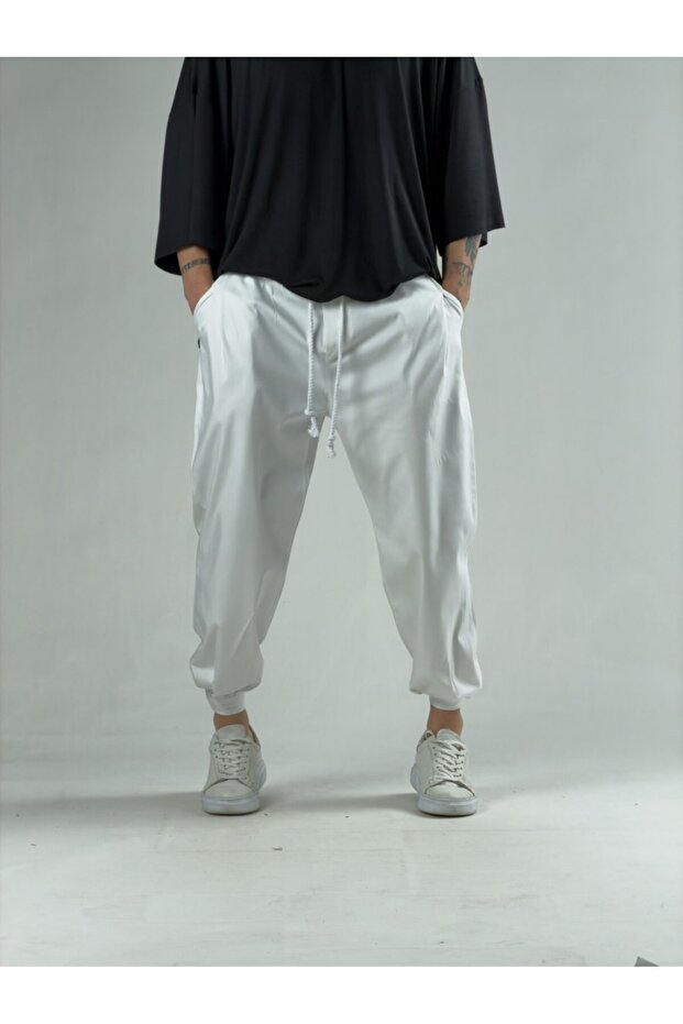 White Men's Shalwar with Velcro Legs Coc3135
