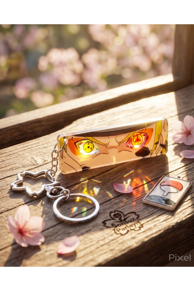 Anime Naruto Uzumaki Keychain with Glowing Eyes in the Sun