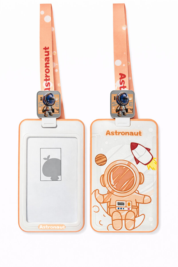 Astronaut Orange Yoyo Drawstring Id Badge Card Holder Neck Strap Id Card Case Student Staff Card Holder