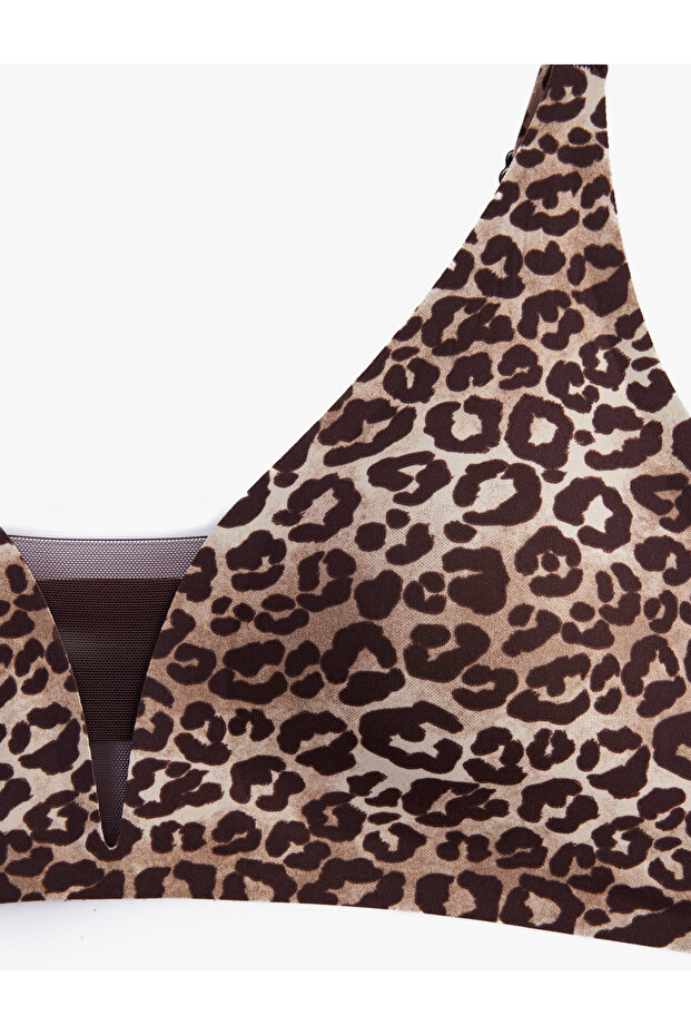 Non-Wired Non-Padded Leopard Patterned Bra - 3