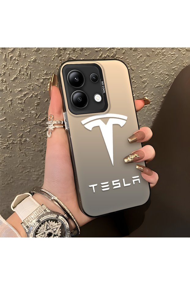 Redmi Note 13 Compatible Silicone Edge Hard Back Anti-Fall Phone Case Tesla Patterned