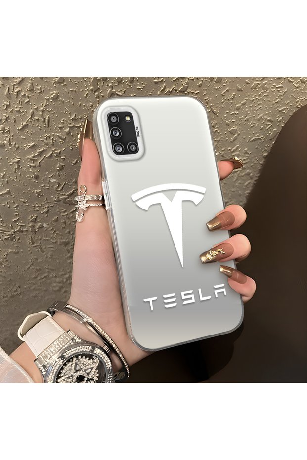 Samsung Galaxy A31 Compatible Silicone Edge Hard Back Anti-Fall Phone Case Tesla Patterned