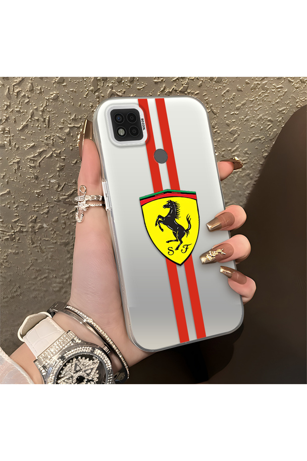 Poco C31 Compatible Silicone Edge Hard Back Anti-Fall Phone Case Ferrari Patterned