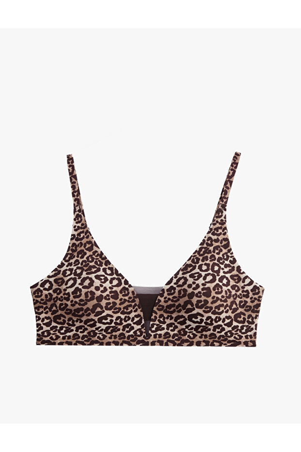 Non-Wired Non-Padded Leopard Patterned Bra - 1