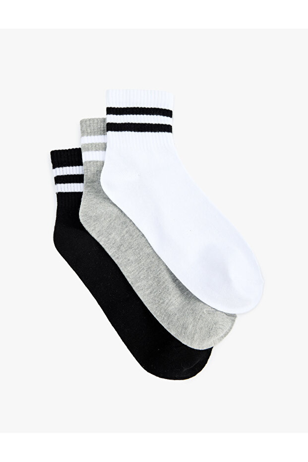 Striped 3-Piece Booties Tennis Socks Set
