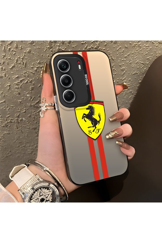 Tecno Camon 40 Compatible Silicone Edge Hard Back Anti-Fall Phone Case Ferrari Patterned