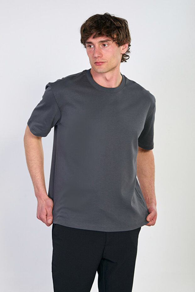 Men's Crew Neck Oversize T-Shirt - Anthracite