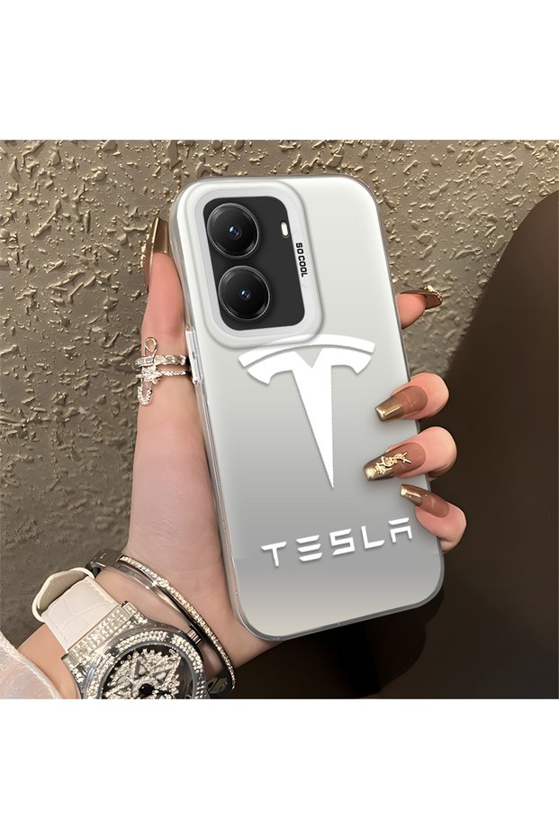Poco X7 Pro Compatible Silicone Edge Hard Back Anti-Fall Phone Case Tesla Patterned