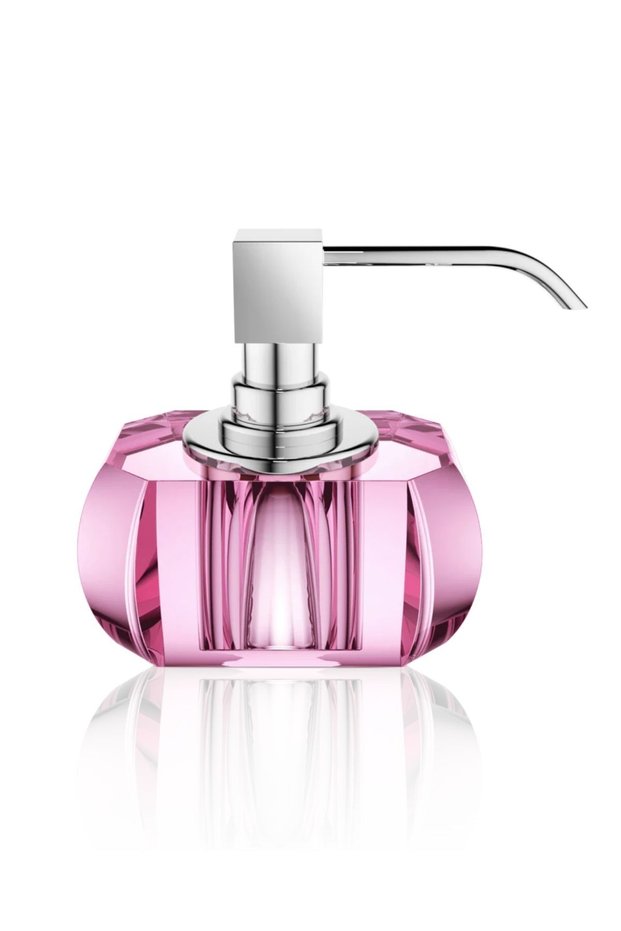 Kristall Liquid Soap Dispenser, Countertop - Chrome/Pink