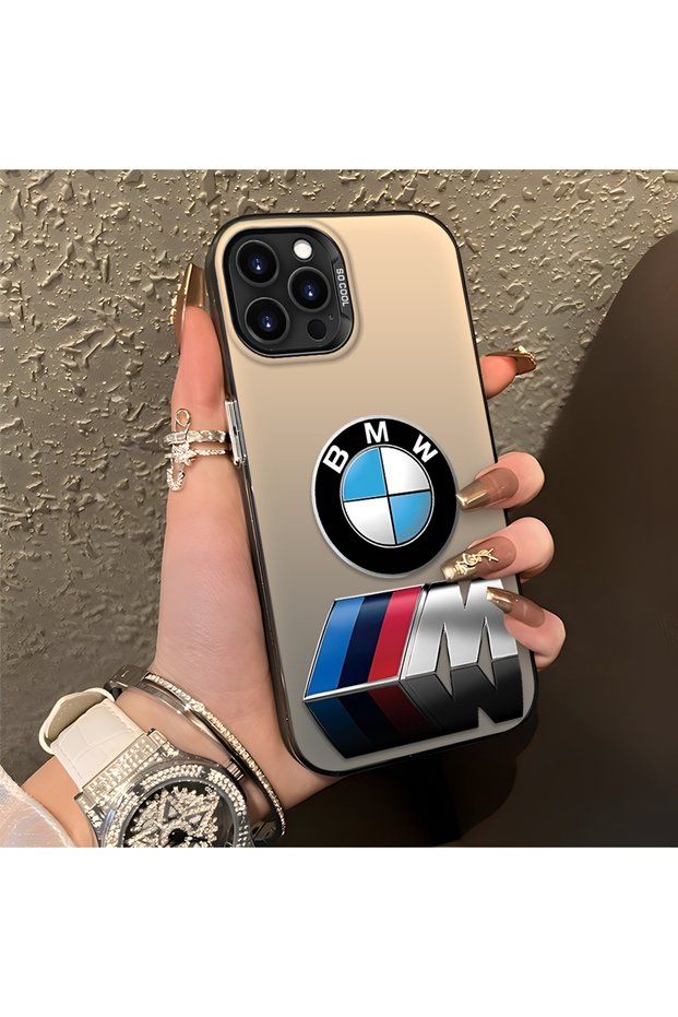 iPhone 15 Pro Compatible Silicone Edge Hard Back Anti-Fall Phone Case Bmw Patterned
