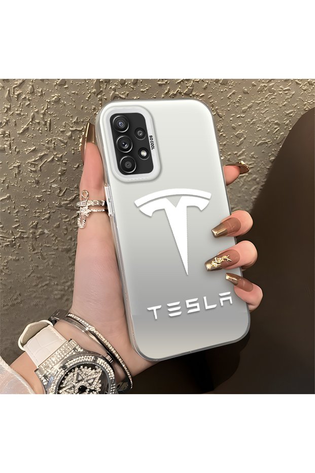 Samsung Galaxy A52S Compatible Silicone Edge Hard Back Anti-Fall Phone Case Tesla Patterned