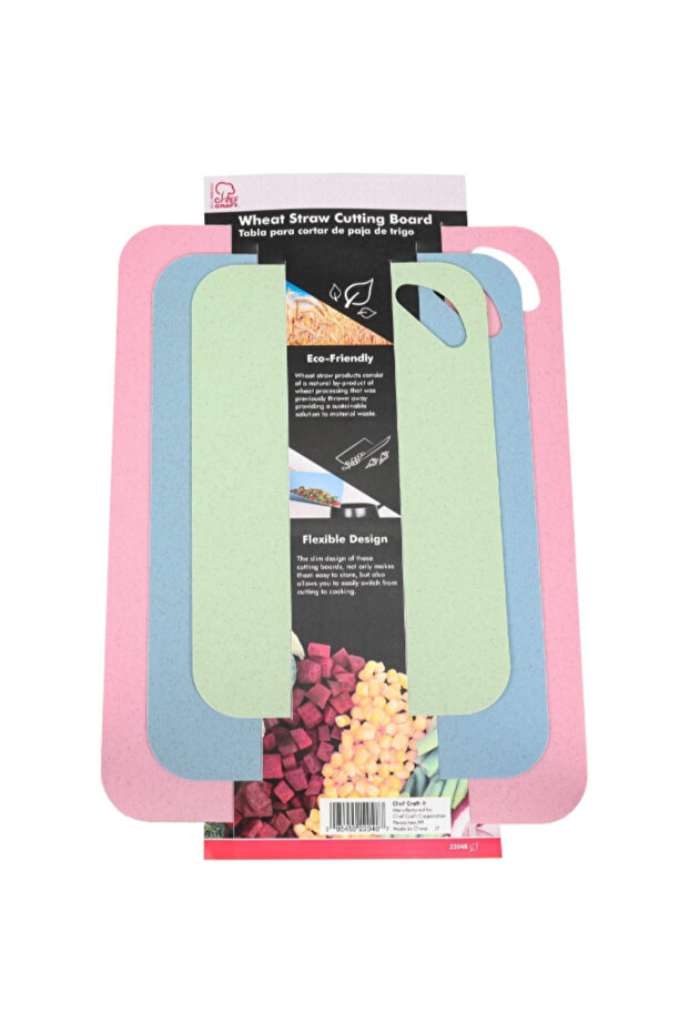 3-Piece Eco-Friendly Flexible Wheat Straw Cutting Board