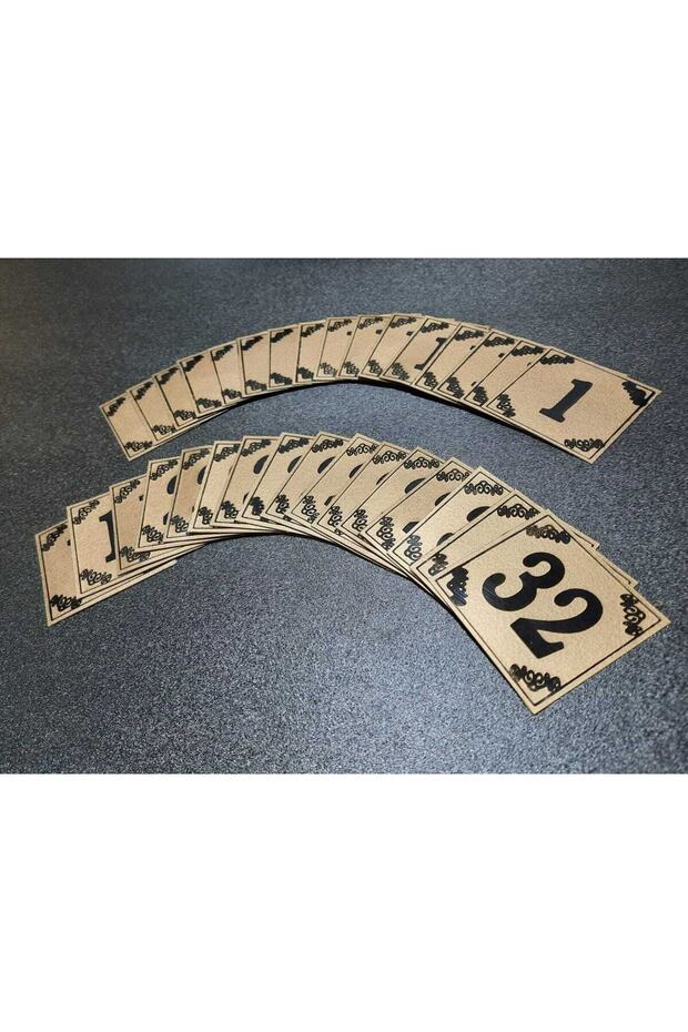 Door Number 6x6 Cm No 1 to 32 Adhesive Metallic Gold Yellow Black Print