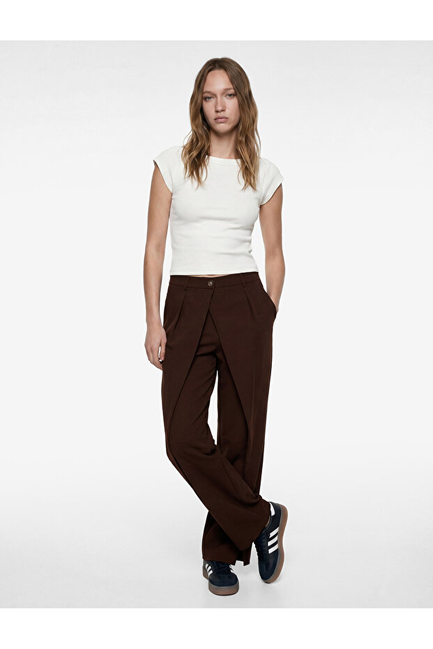 Slim Fit Short Sleeve Boat Neck Camisole Cotton T-Shirt