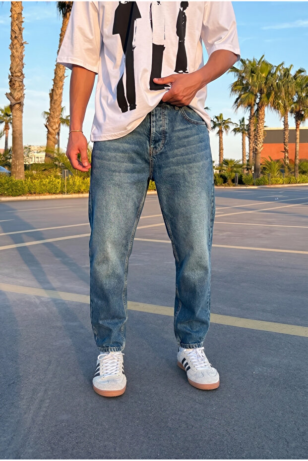Men's Boyfriend Blue Denim Fabric Jean Jeans Trousers Mz-918