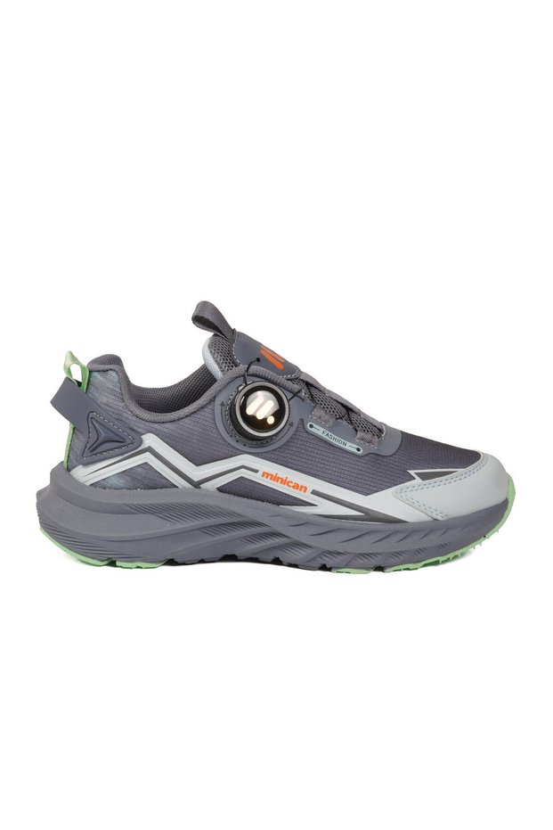 Wide Fit Gray Mechanism Lace-Up Boys' Sports Shoes 25001 F