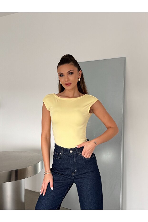 Backless Diver Blouse - Yellow - 1