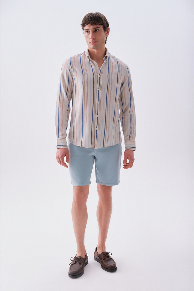 Men's Beige Straight Fit Chino Shorts