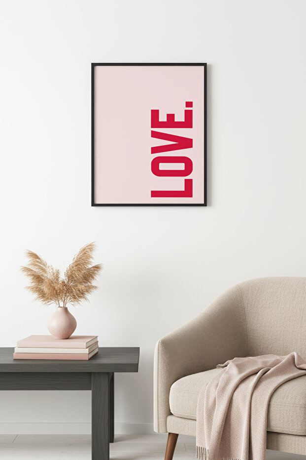 Black Wooden Framed Retro Painting - Love Pop Art | Huhu2659 - Single Table Black Frame