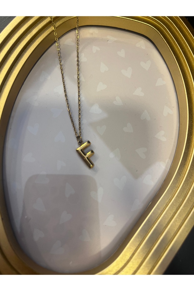 Minimal Balloon Steel Necklace with Letter F