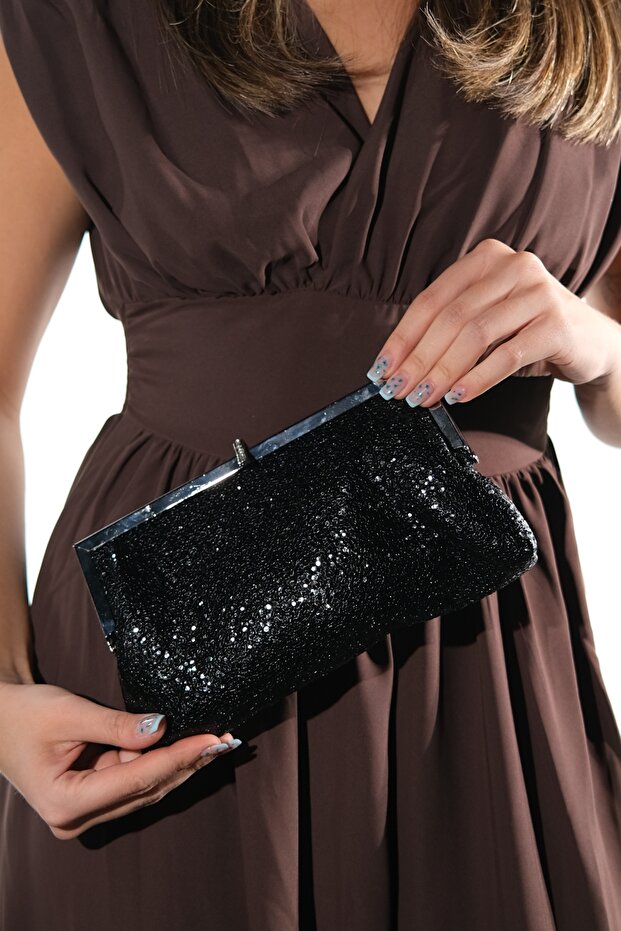 752 Black Glitter Women's Evening Dress Bag