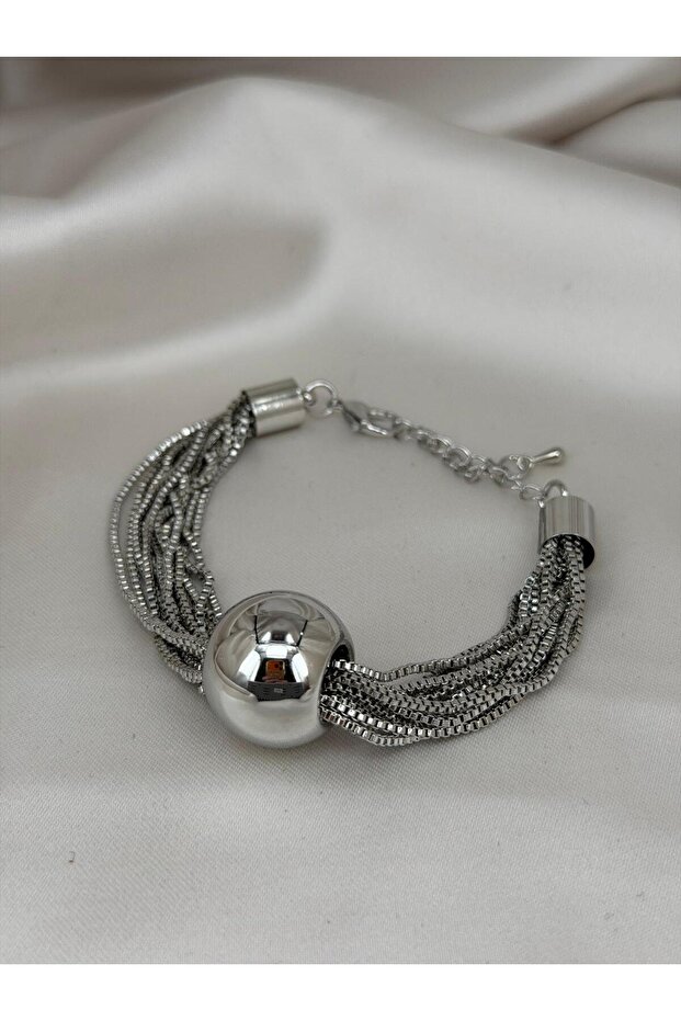 Gold Color Multi-Layered Chain Bracelet – Modern Ball Detail Stylish Design