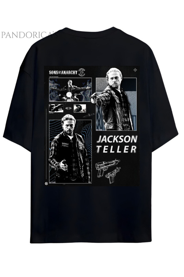 Sons of Anarchy Jackson Teller Back Printed Cotton Relaxed Fit Black Unisex T-Shirt